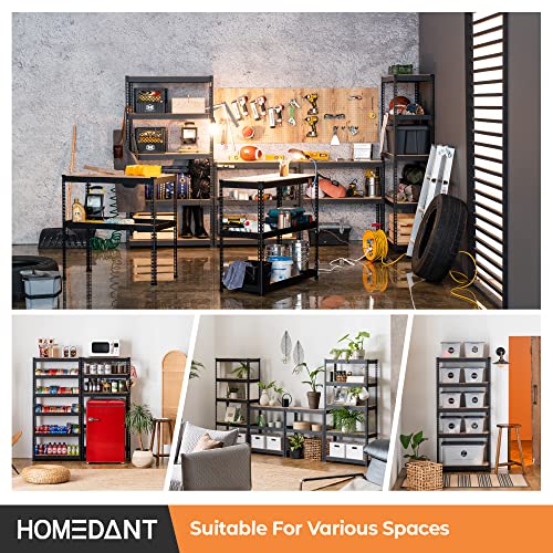 28" W 5 Tier Heavy Duty Garage Shelving Adjustable Metal Rack Storage Shelves Standing Shelf Unit Organizers Pantry Closet Black 2Pack