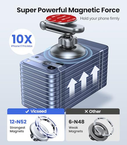 Tesla Phone Mount【Strongest Magnet Power】 Foldable Hidden Tesla Phone Holder Fit for All Phones