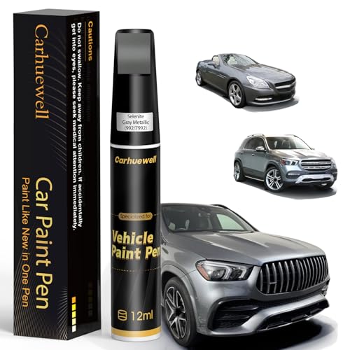 992/7992) Selenite Gray Metallic Touch Up Paint Compatible with Mercedes-Benz, Exact Match Car Paint Pen Automotive Scratch Repair Remover Kit Quick & Easy Solution for Vehile Chips and Nicks