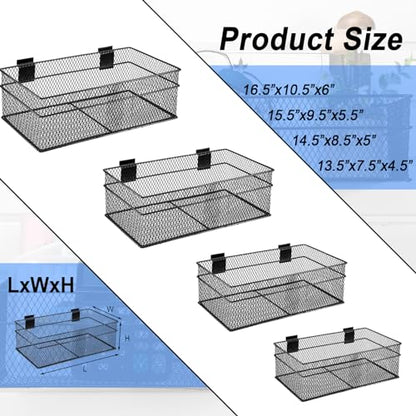 4 Pcs Slatwall Basket Set Ventilated Metal Slatwall Basket Hanging Wire Bins Wall Mounted Accessories for Panel Garage Storage Display Organizing (4 Count)