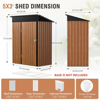 5x3 Ft Outdoor Storage Shed