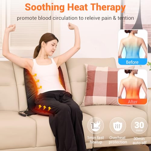 10 Vibrating Massage Nodes Back Massager Chair Pad for Pain Relief