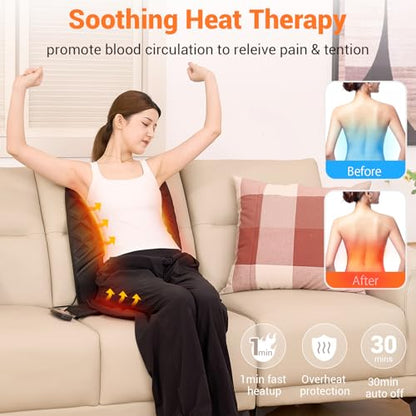 10 Vibrating Massage Nodes Back Massager Chair Pad for Pain Relief