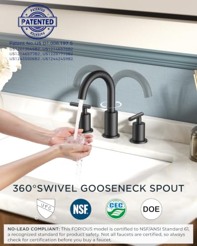 Bathroom Sink Faucet 3 Hole Brushed Gold 8 Inch Widespread