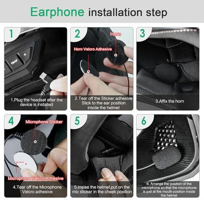 Motorcycle Bluetooth intercom MS20 2000m Helmet Intercom (2 Count)