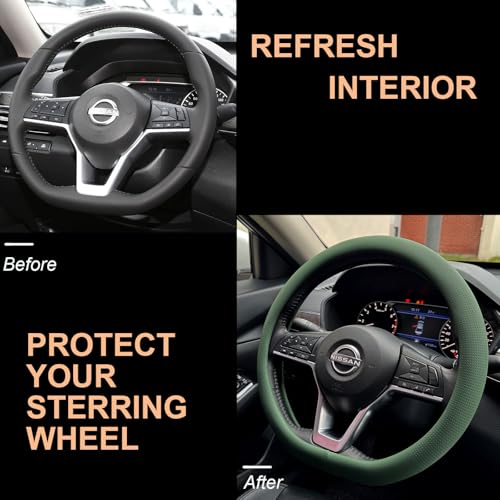 D Shaped Nappa Leather Steering Wheel Cover 14.5