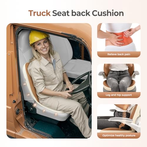 2 in1 Truck Seat Cushion and Lumbar Support Pillow Memory Foam Car Seat Cushion with Adjustable Strap for Truck Driver Long Drives