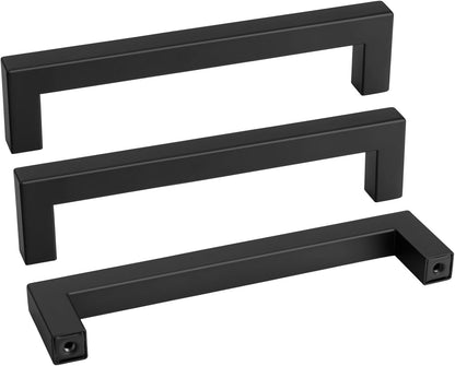 goldenwarm 35 Pack 6-1/4INCH Black Square Bar Cabinet Pull Drawer Handle Stainless Steel Modern Hardware for Kitchen and Bathroom Cabinets Cupboard,Center to Center 160mm Kitchen Cupboard Handles