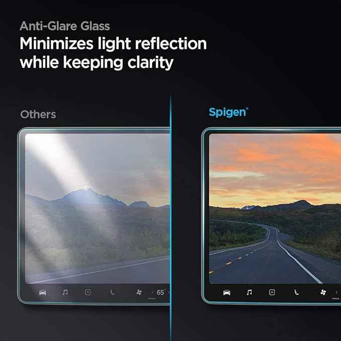 Spigen Tempered Glass Screen Protector [GlasTR EZ FIT] Designed for Tesla Model 3 (2023-2017), Tesla Model Y (2025-2020) 15 inch Dashboard Touchscreen - Matte/Anti Fingerprint