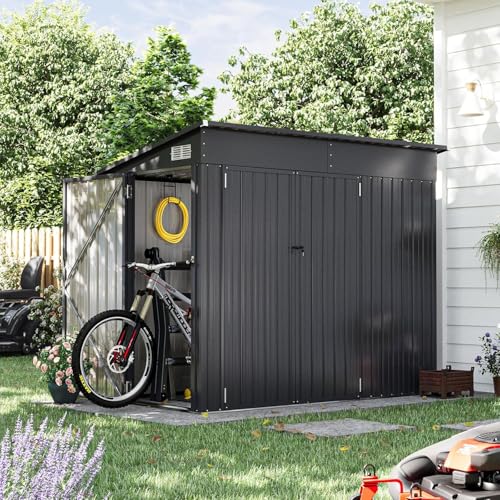 4'x8' Shed Outdoor Storage Shed with Triple Lockable Door