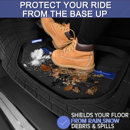Tire Tread DeepDish Rubber Floor Mats for car Heavy Duty car mats All Weather (3 Count)