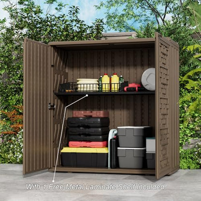 Indoor Outdoor Storage Cabinet with Doors and Shelf