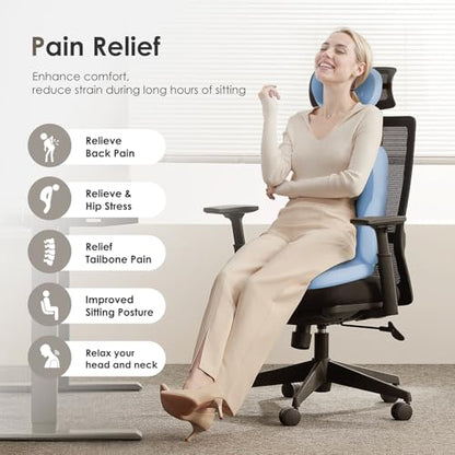 3 PCS Seat Cushion for Carseat Lumbar Support Pillow Car Neck Headrest Pillows Ultrathick Memory Foam Seat Pads Pressure Relief Back Cushion for Office Chair