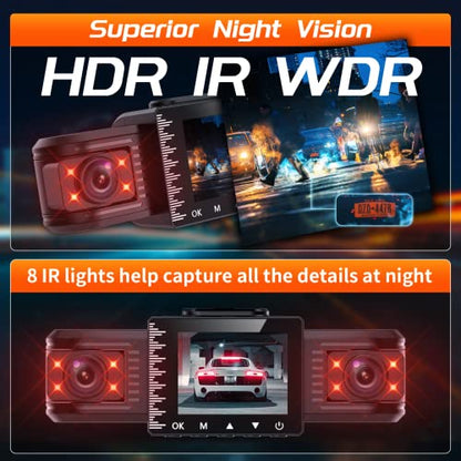 T1 pro Dash Cam Front and Rear Inside 3 Channel 1080P