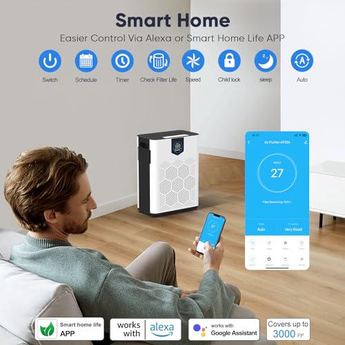 Smart Air Purifier for Home Large Room 3000Ft²