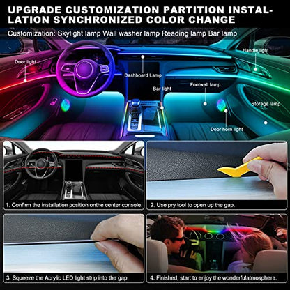 Dreamcolor Acrylic Interior Car LED Strip Light with Wireless APP