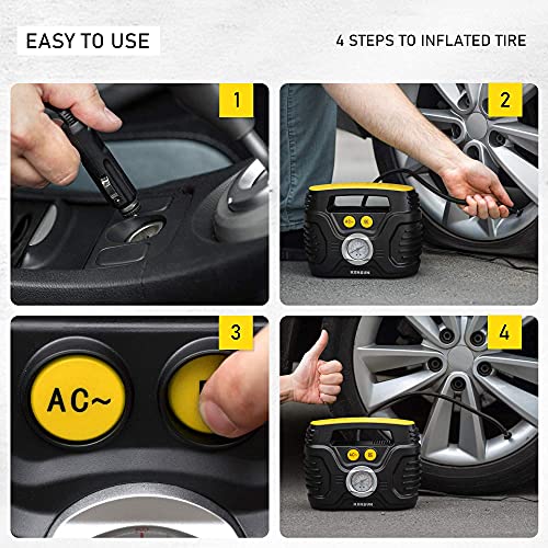 Portable Air Compressor Pump for Car 12V DC and Home 110V AC Swift Performance Tire Inflator 100 PSI for Car