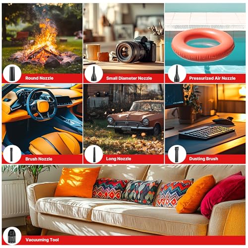 3-in-1 Car Vacuum & Air Duster, 14000Pa Mini Cordless Vacuum