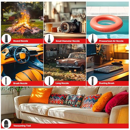 3-in-1 Car Vacuum & Air Duster, 14000Pa Mini Cordless Vacuum