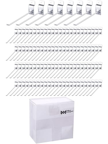 100 Pack Slatwall Hooks Silver Heavy Duty Slat Wall Hooks Metal Slatwall Accessories for Hanging Garage Retail Home Shop Display (100 Count)