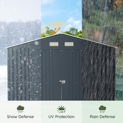 10 x 12 FT Metal Storage Shed for Backyard Nightblue