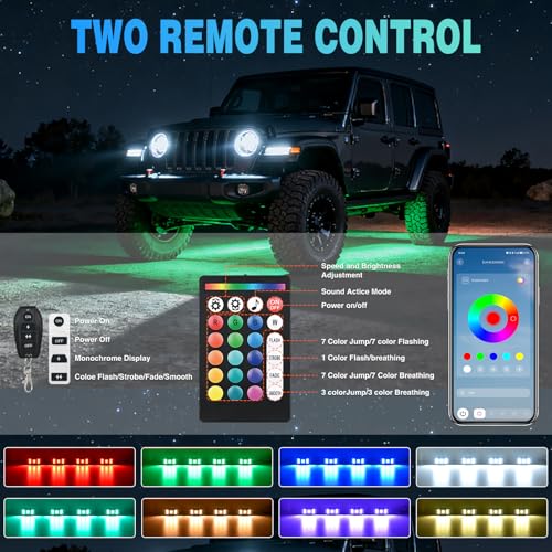 RGBW LED Rock Lights Kit 4 Pods 22 LEDs Wide Angle Lighting (16 Ounce)
