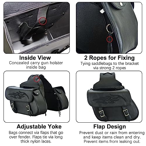 Naked Cowhide Leather Motorcycle Saddle Bags Throw Over Saddlebags (2 Count)