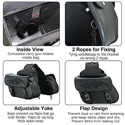 Naked Cowhide Leather Motorcycle Saddle Bags Throw Over Saddlebags (2 Count)