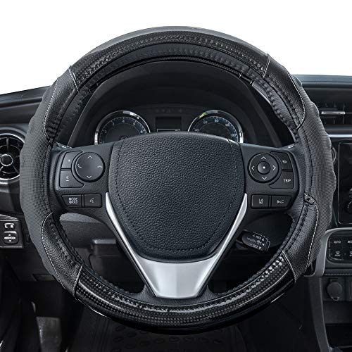 GripPlus Black Carbon Fiber Steering Wheel Cover