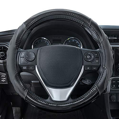 GripPlus Black Carbon Fiber Steering Wheel Cover