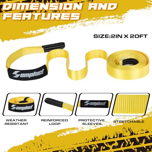 Heavy Duty Recovery Tow Straps 2"x20' 36580lb Break Strength (20 Foot)