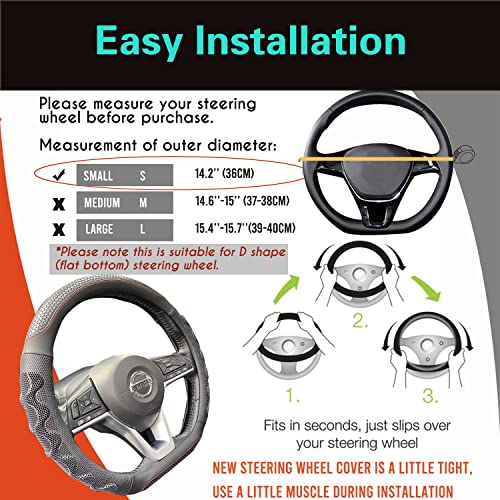 D Shaped 14 Inch Steering Wheel Cover Great Grip Black