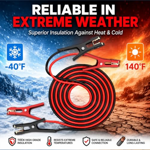 2 Gauge 20 Feet Heavy Duty Jumper Cables (20 Foot)