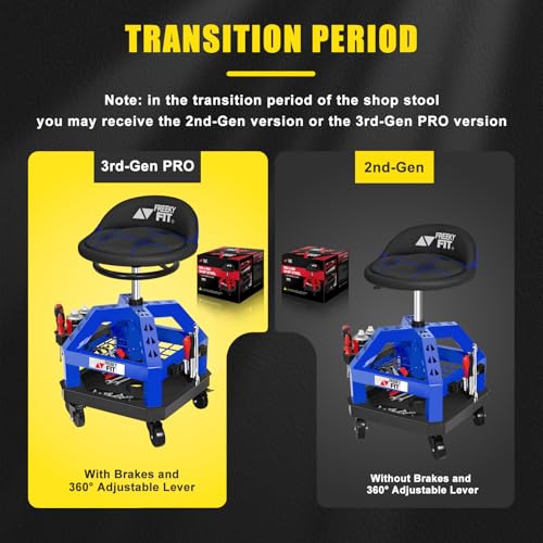 Rolling Shop Stool for Garage with Casters
