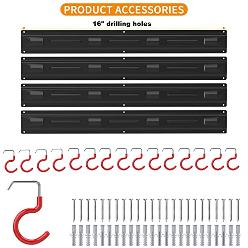All Metal 64 inch Wall Mount Garden Tool Organizer for Garage