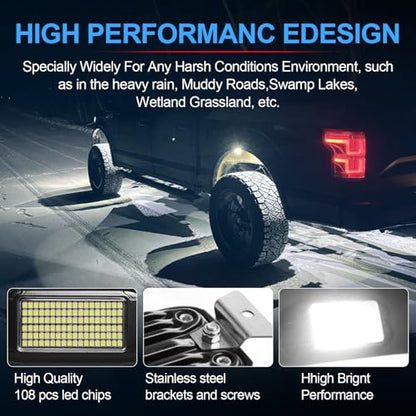108 High Power LEDs per Pod 4Pods Pure White Rock Lights Ultra
