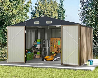 10x8FT Outdoor Storage Shed Brown