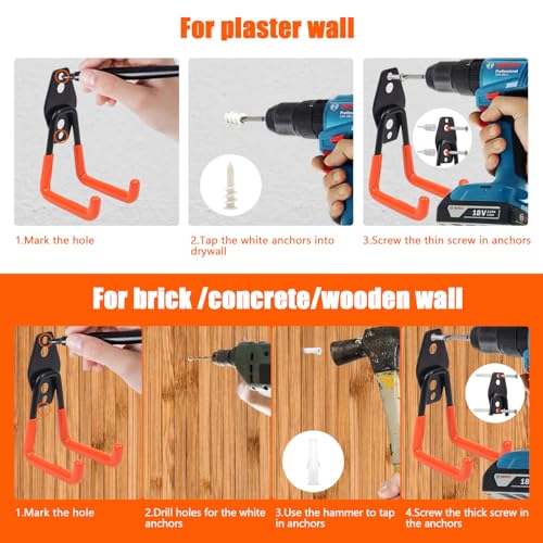 Heavy Duty Garage Storage Hooks 2 Pack Garage Tool Organizer Wall Mount (2 Count)