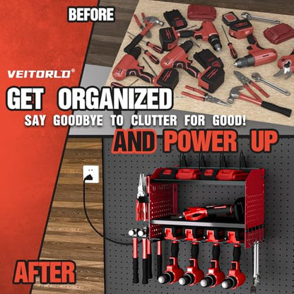 Power Tool Organizer with Charging Station