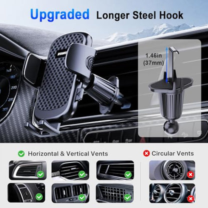 2026 NEW] Car Phone Holder [Upgraded Strongest Suction & Clip] Cell Phone Mount for Dashboard Windshield Vent