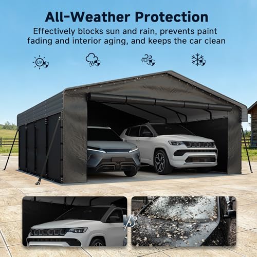 20 x 20 FT Metal Carport with Roll