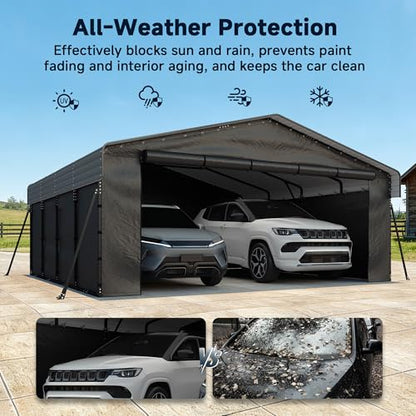 20 x 20 FT Metal Carport with Roll