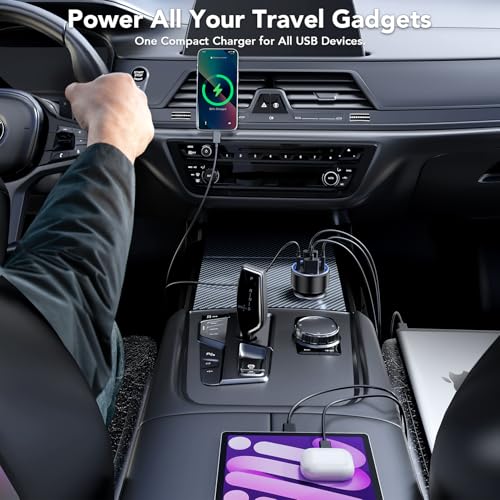 4 Port USB C Car Charger 78W PD Fast Charging 3