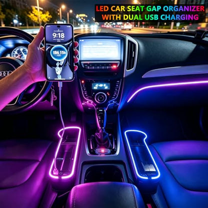 2 Pack LED Car Seat Gap Organizer with 56W Charger (2 Count)