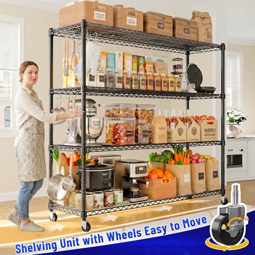 4 Tier Heavy Duty Shelving with Wheels