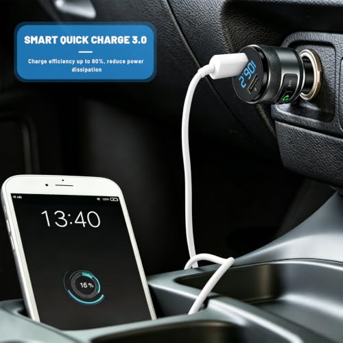 Bluetooth 6.0 FM Transmitter for Car Adapter with MP3 Player
