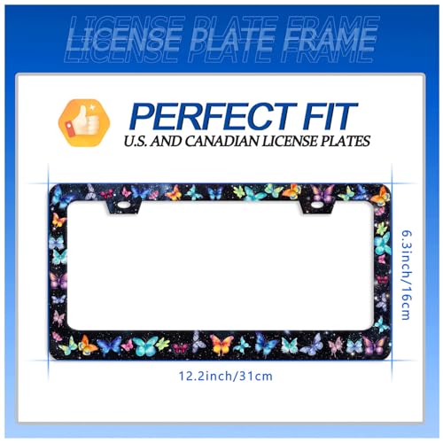Butterfly License Plate Frame Stainless Steel Accessory12.3 x 6.3"