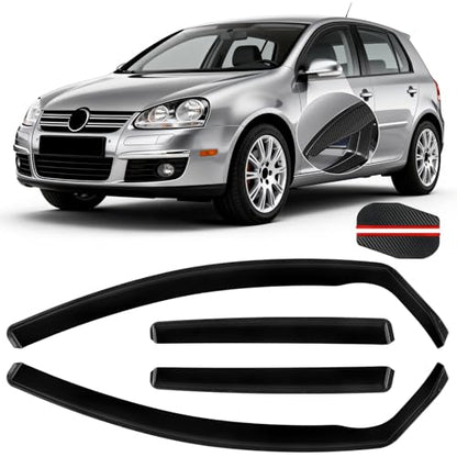 4PCS in Channel Rain Guards Fit for Volkswagen Golf MK5 Hatchback 2004 2005 2006 2007 2008 2009 (4 Count)