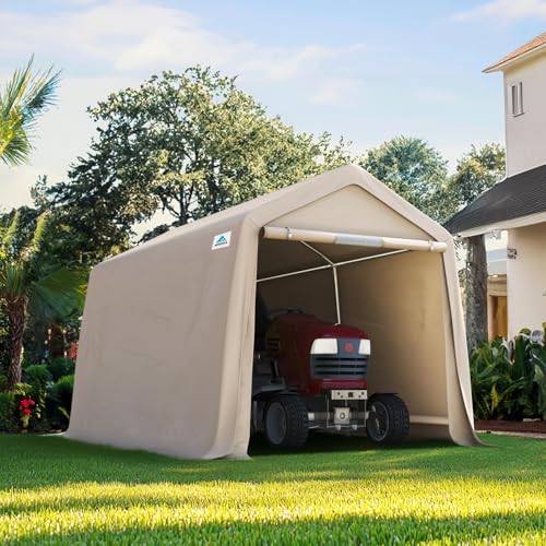 8x14 ft Steel Metal Peak Roof Portable Garage Shelter Storage Shed Carport for Motorcycle