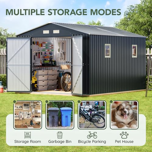 10 x 12 FT Metal Storage Shed for Backyard